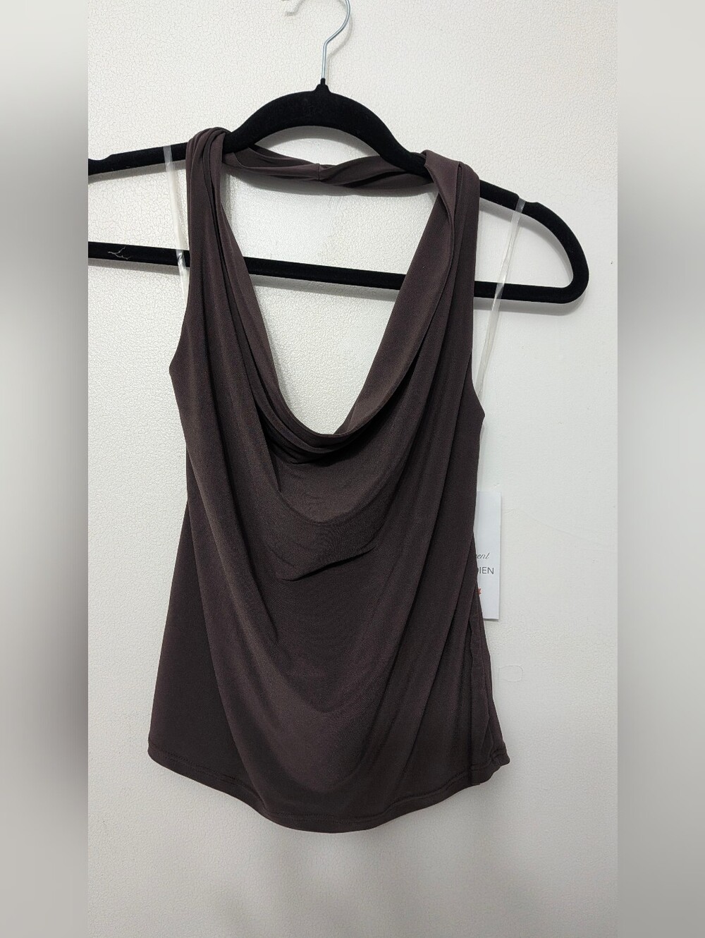 Antistar Women’s Draped Cowl Neck Tank Top - Brown Xl